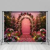 Lofaris Hot Pink Floral Path Arches Sweet Wedding Backdrop